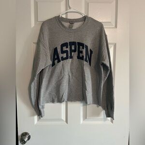 Gray Cropped Women's Crewneck Aspen Sweater
